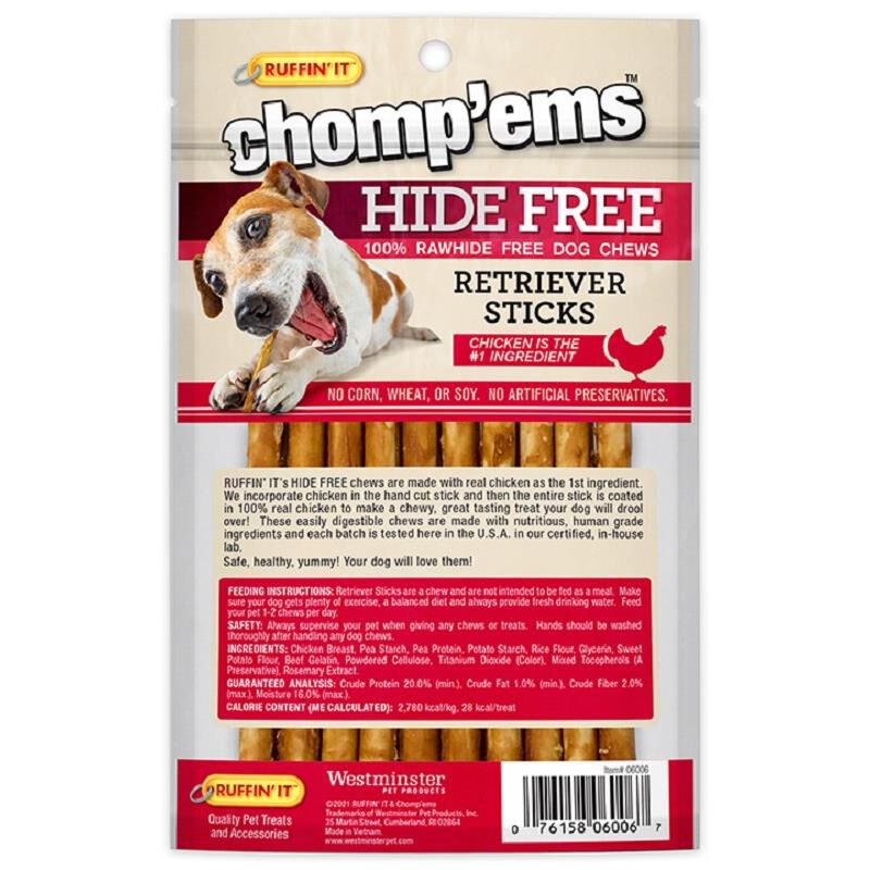 Chomp'ems Hide Free Chicken Sticks, 10 count