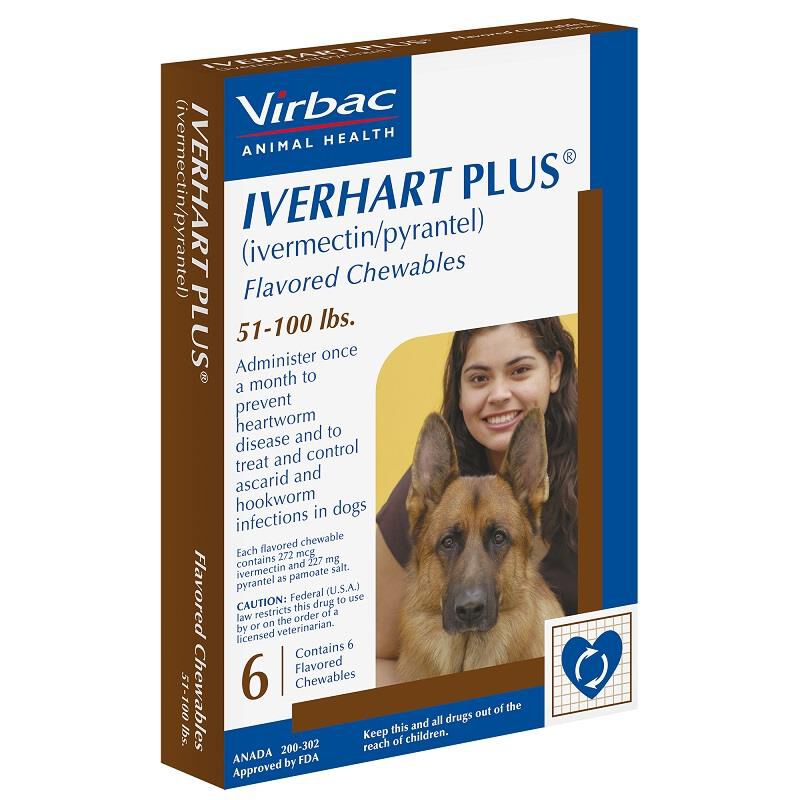 Iverhart Plus 51-100 lbs  6 Month Supply Brown