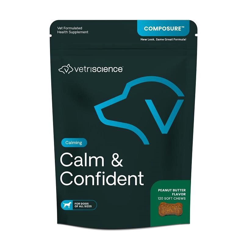 VetriScience Composure Calming Calm & Confident Supplement for Dogs, 120 Soft Chews Peanut Butter Flavor