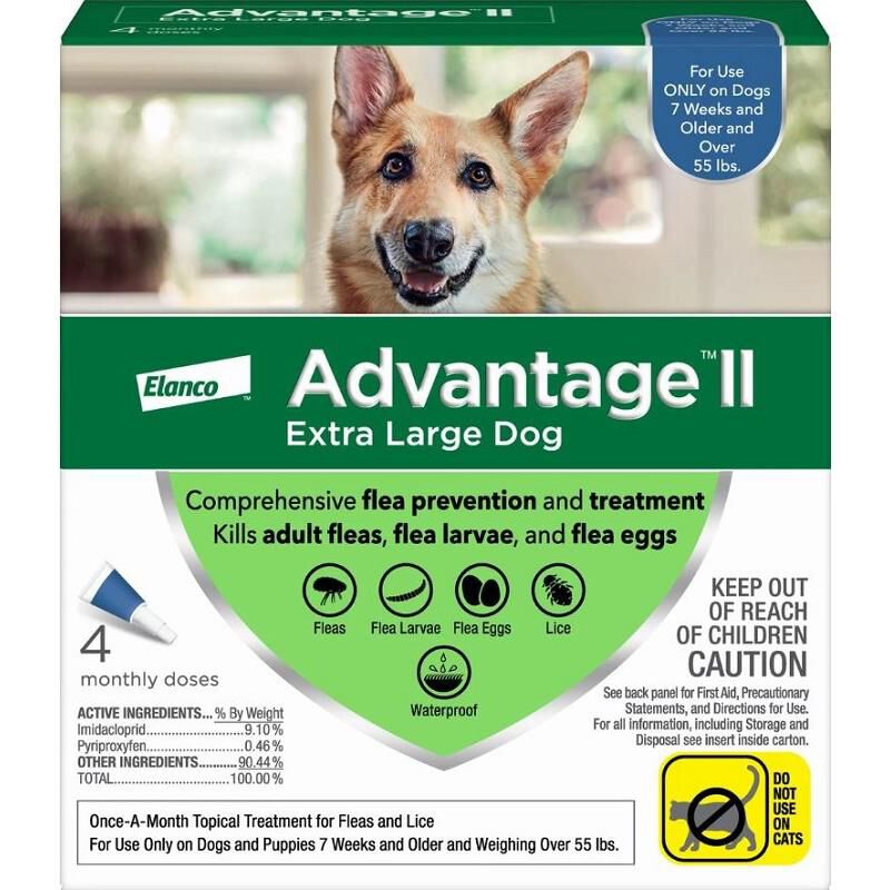 Advantage II Flea Prevention for Extra Large Dogs, 4 monthly treatments