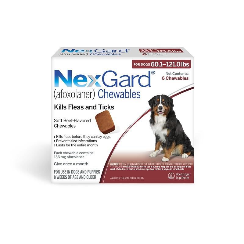 NexGard Chewable for Dogs 60.1-121lbs, 6 Month Supply