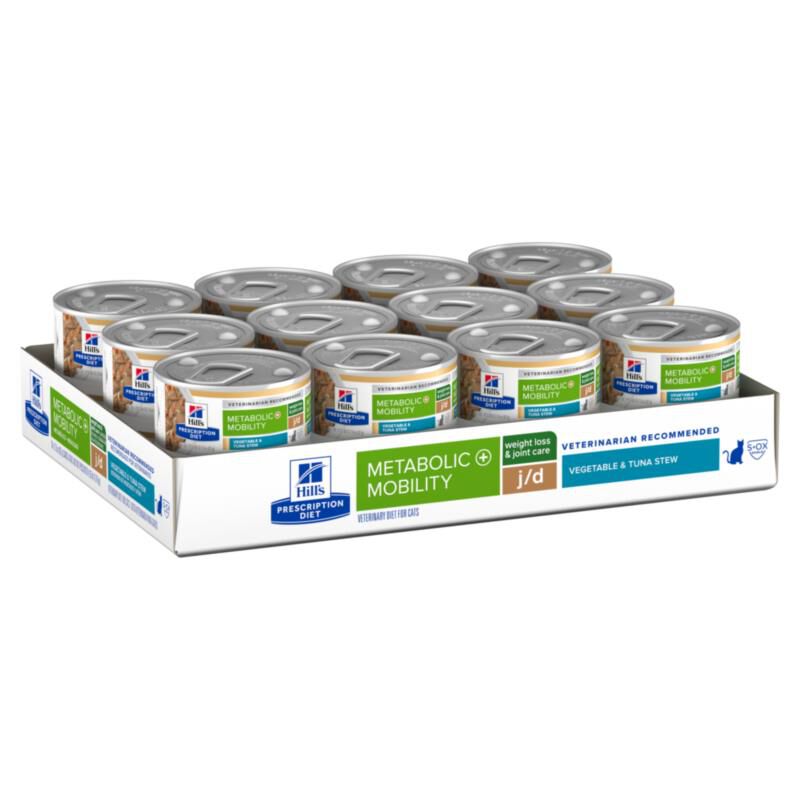 Hill's Prescription Diet j/d Joint Care + Metabolic Weight Vegetable & Tuna Stew Wet Cat Food, 24 x 2.9 oz cans