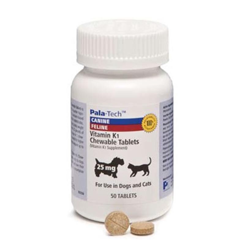PalaTech Vitamin K1 25 mg Chewable Tablets for Dogs and Cats, 50 ct