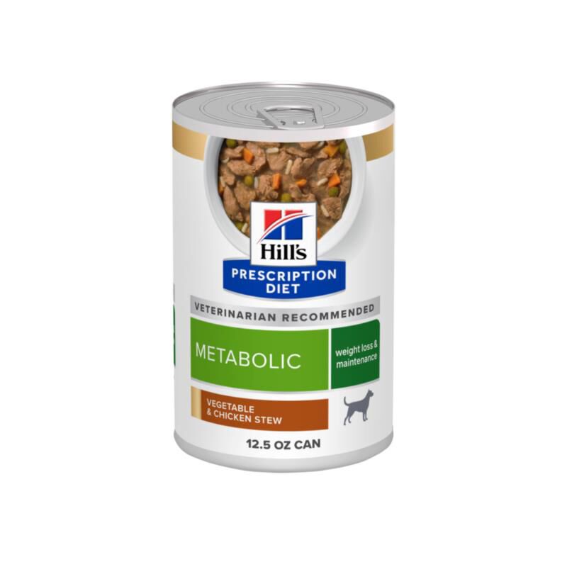 Hill's Prescription Diet Metabolic Weight Management Vegetable & Chicken Stew Wet Dog Food, 12 x 12.5 oz cans