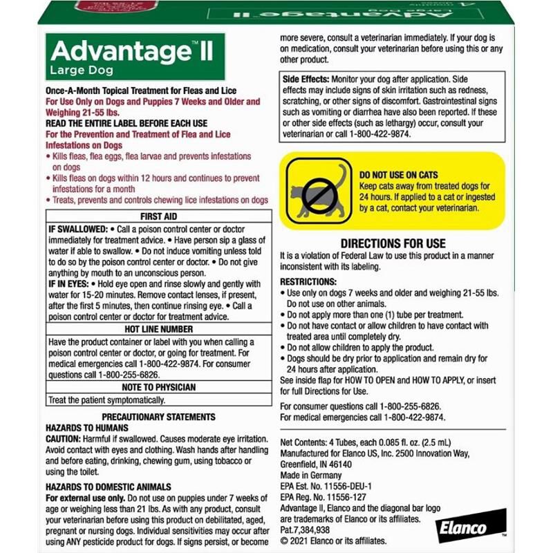 Advantage II Flea Prevention for Large Dogs, 4 monthly treatments