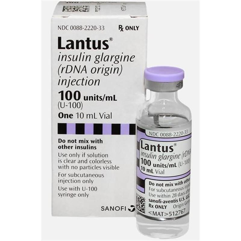 Lantus (Insulin Glargine Injection) 100 units/ml, 10 ml vial