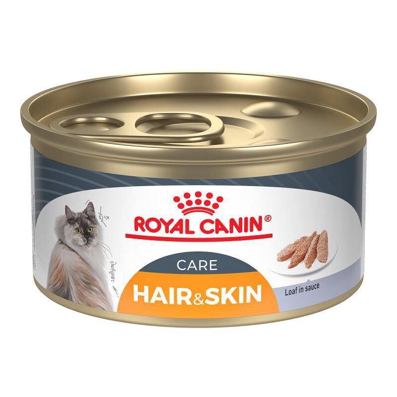 Royal Canin Feline Care Nutrition Hair & Skin Care Loaf in Sauce Adult Canned Cat Food, 24 x 3 oz cans