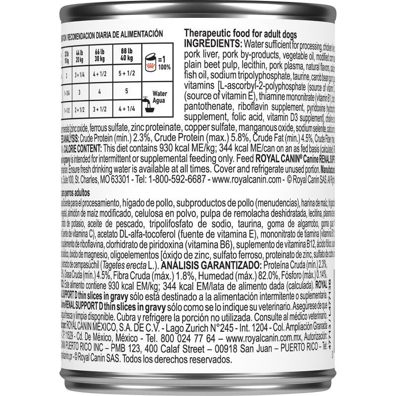 Royal Canin Veterinary Diet Adult Renal Support D Thin Slices in Gravy Canned Dog Food, 24 x 13 oz cans