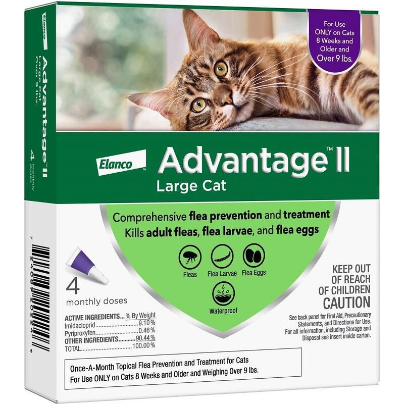 Advantage II for Cats over 9  lbs Purple 4 Month