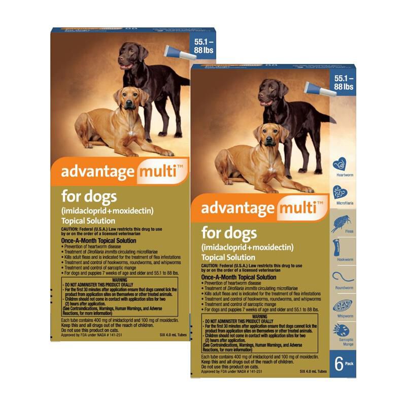 Advantage Multi Topical for Dogs 55.1-88 lbs Blue, 12 Month Supply