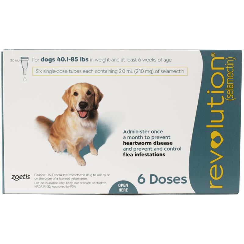 Revolution Topical for Dogs 40.1-85 Teal, 6 Month Supply
