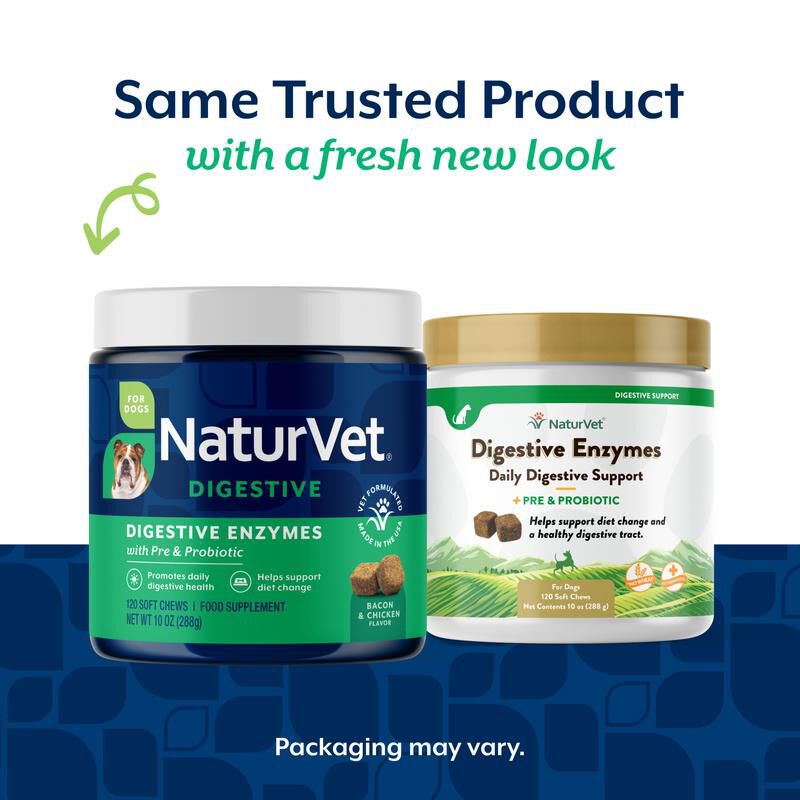 NaturVet Digestive Enzymes Plus Probiotic Soft Chews for Dogs