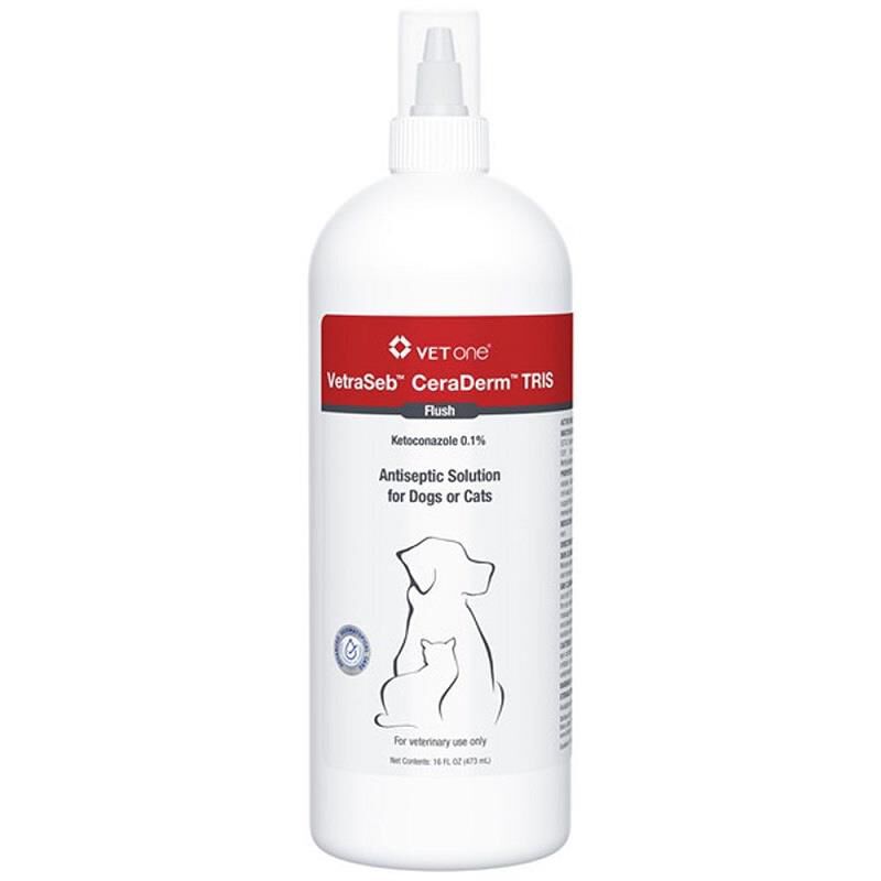 VetraSeb CeraDerm TRIS Flush Antiseptic Solution for Dogs and Cats 16 oz
