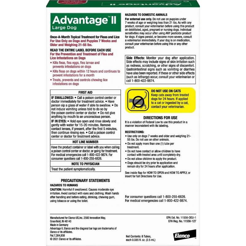 Advantage II for Dogs 21 - 55 Red 6 Month