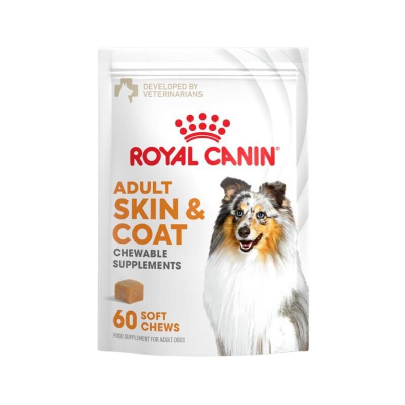 Royal Canin Adult Skin & Coat Chewable Supplements for Dogs, 60 Soft Chews