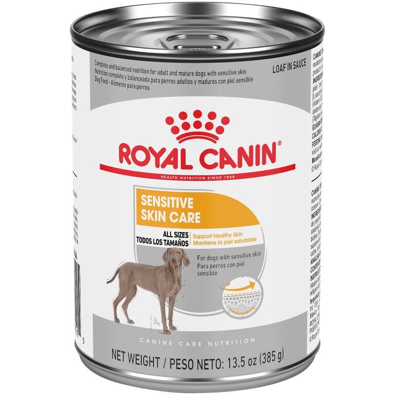Royal Canin Canine Care Nutrition Adult Sensitive Skin Care Loaf in Sauce Canned Dog Food, 12 x 13.5 oz cans