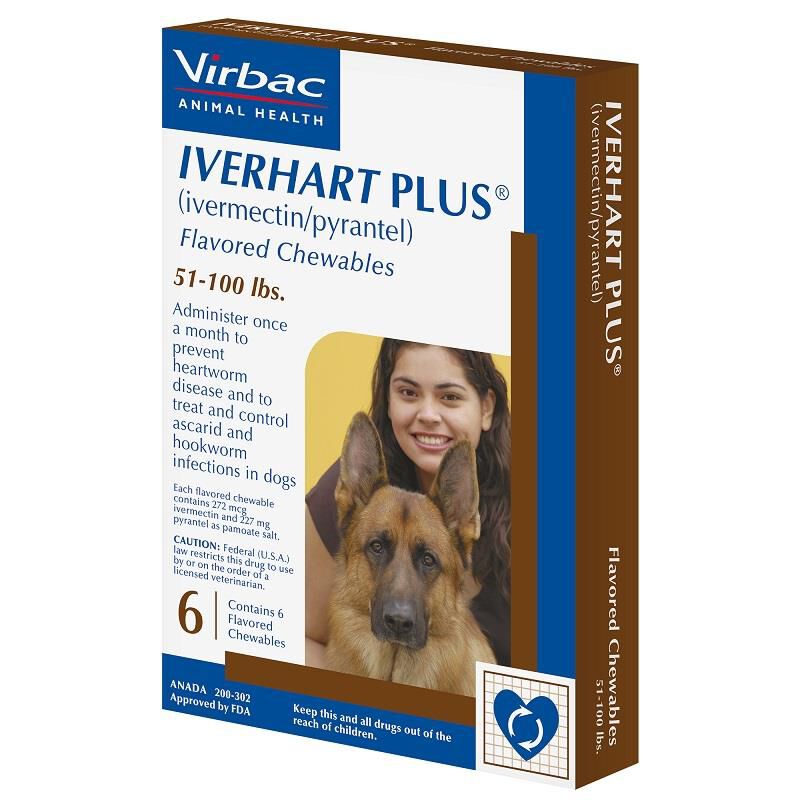 Iverhart Plus 51-100 lbs  6 Month Supply Brown