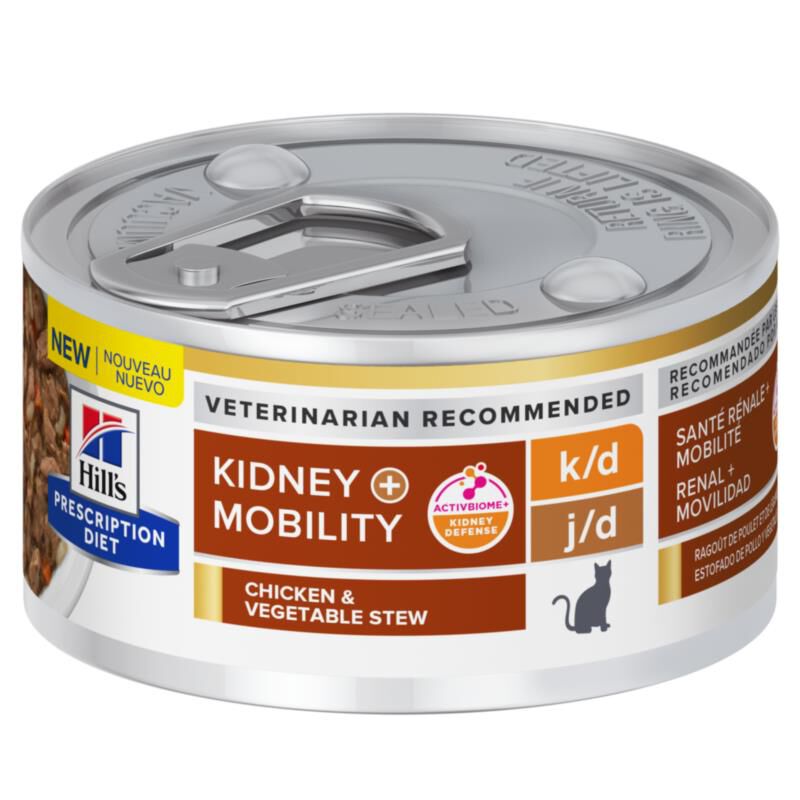 Hill's Prescription Diet k/d Kidney Care + Mobility Chicken & Vegetable Stew Wet Cat Food, 24 x 2.9 oz cans