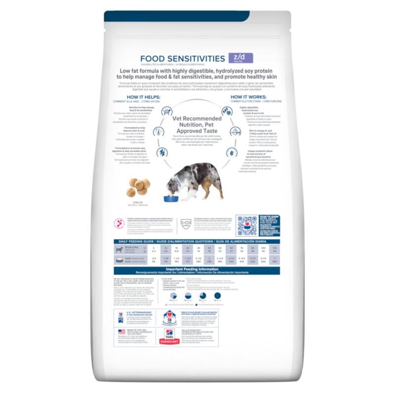 Hill's Prescription Diet z/d Low Fat Hydrolyzed Soy Recipe Food Sensitivities Dry Dog Food, 25 lb bag