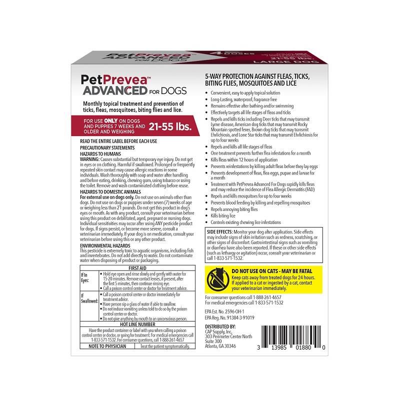 PetPrevea Advanced for Dogs, Large 21-55 lbs 4 Month Supply