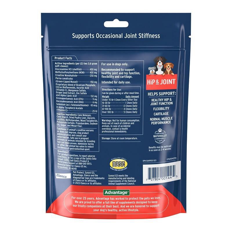 Pet Protect Hip & Joint Synovi G3 Soft Chews for Dogs, 240 Ct.