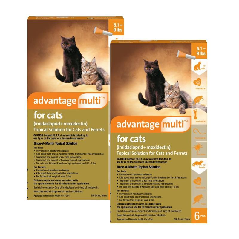 Advantage Multi for Cats 5.1-9 lbs Orange, 12 Month Supply