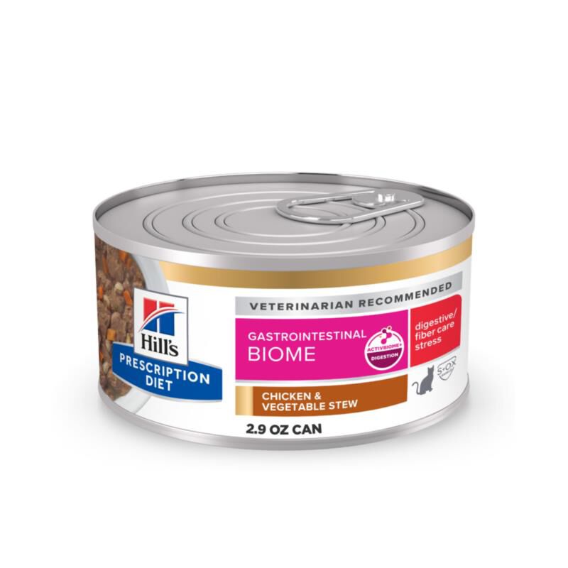 Hill's Prescription Diet Gastrointestinal Biome Stress Digestive/Fiber Care Chicken & Vegetable Stew Wet Cat Food, 24 x 2.9 oz cans
