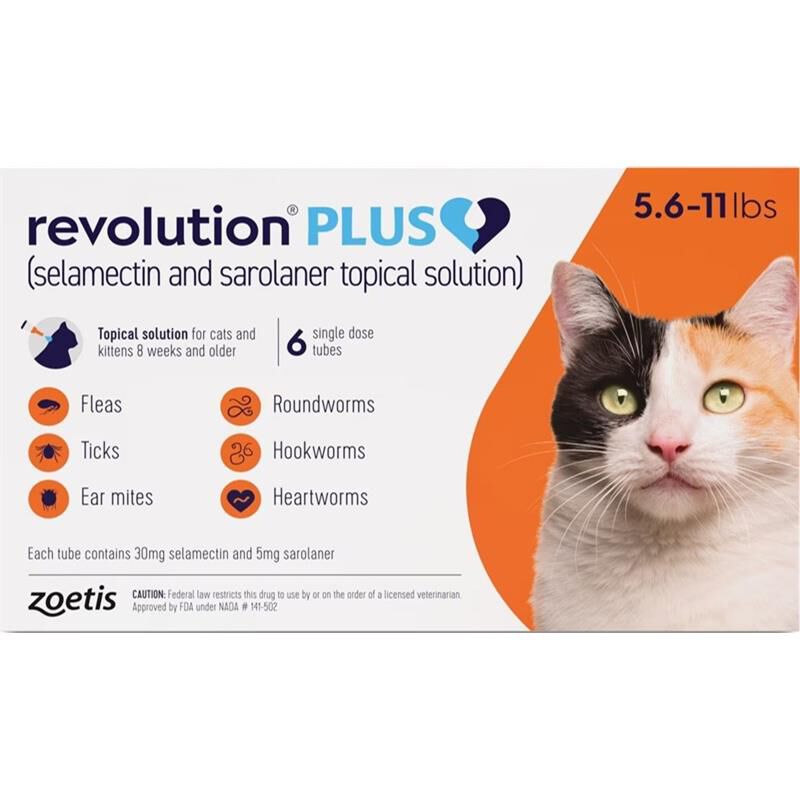 Revolution Plus for Cats 5.6-11 lbs Orange 6 Month Supply