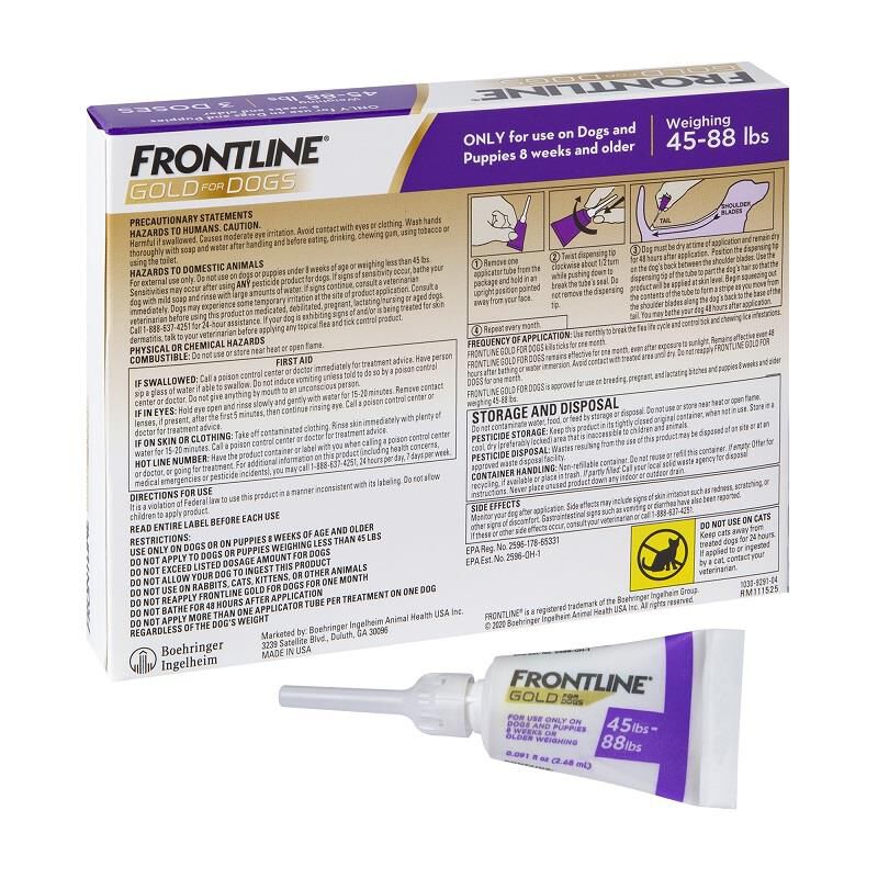 Frontline gold for dogs application sale