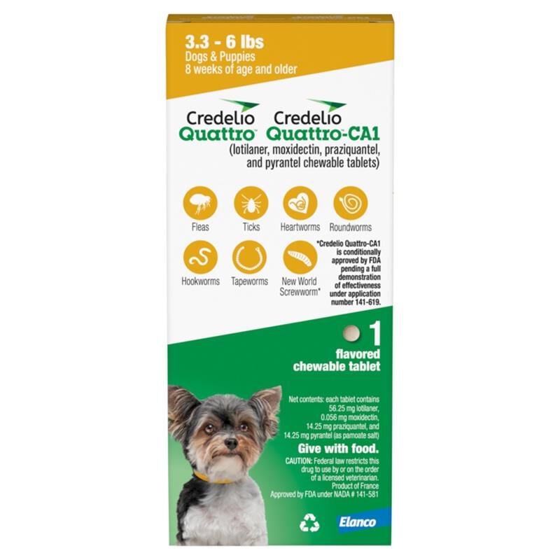 Credelio Quattro / Credelio Quattro-CA1 Flavored Chewable Tablet for Dogs & Puppies