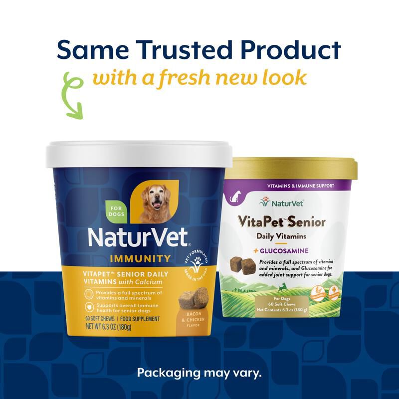 NaturVet VitaPet Senior Daily Vitamins Plus Glucosamine for Dogs, 60 Soft Chews