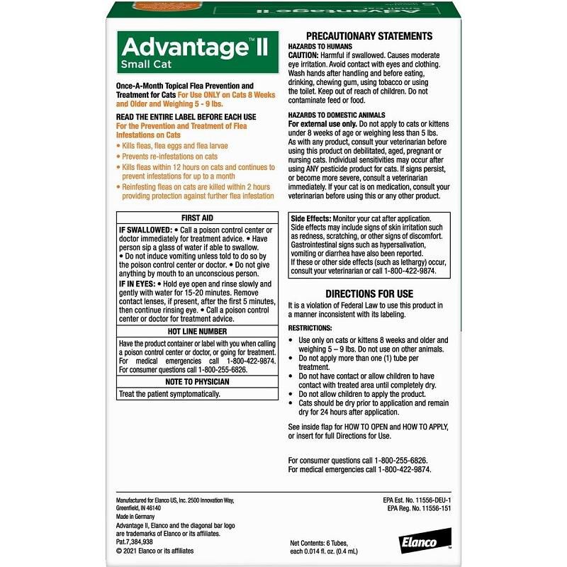 Advantage II for Cats 5-9  lbs Orange 6 Month