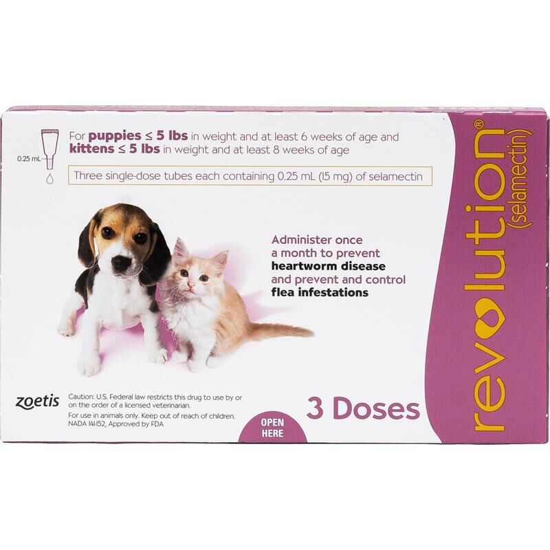 Revolution Topical for Puppies and Kittens under 5 lbs Pink, 3 Month Supply