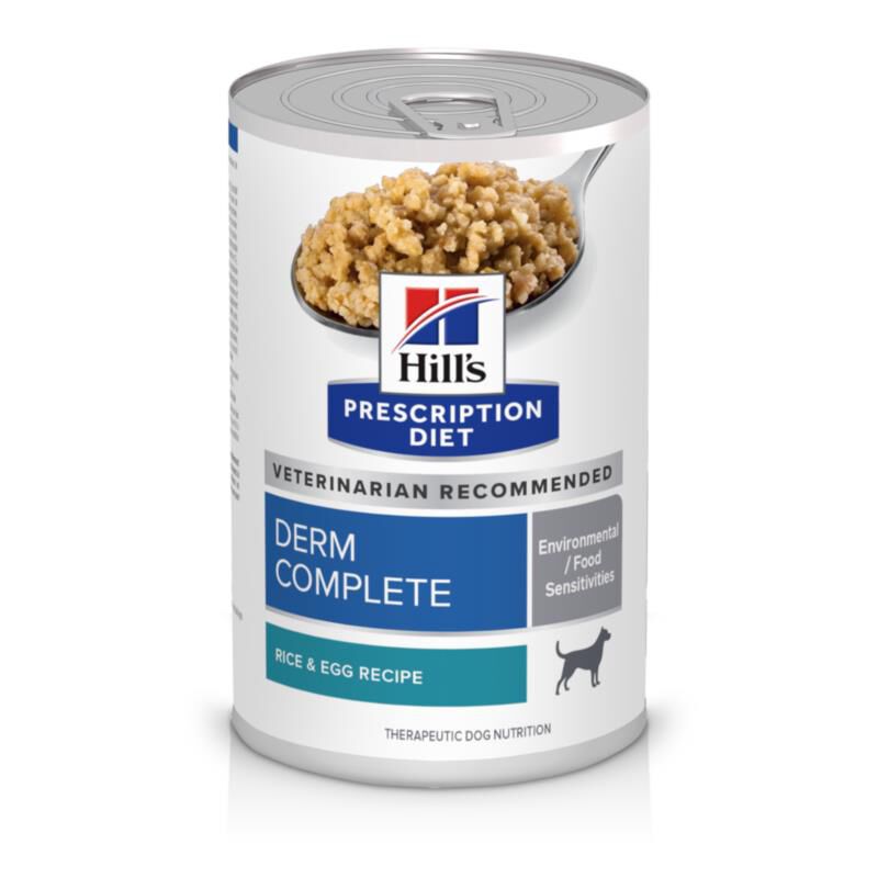 Hill's Prescription Diet Derm Complete Rice & Egg Recipe Wet Dog Food, 12 x 13 oz cans