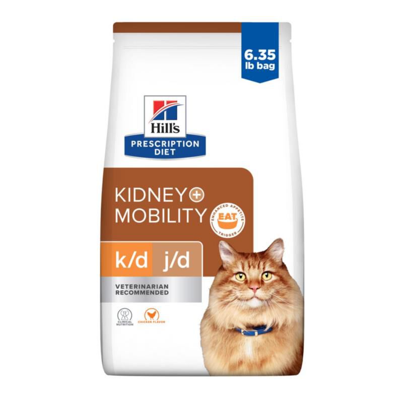 Hill's Prescription Diet k/d Kidney Care + j/d Chicken Flavor Dry Cat Food, 6.35 lb bag