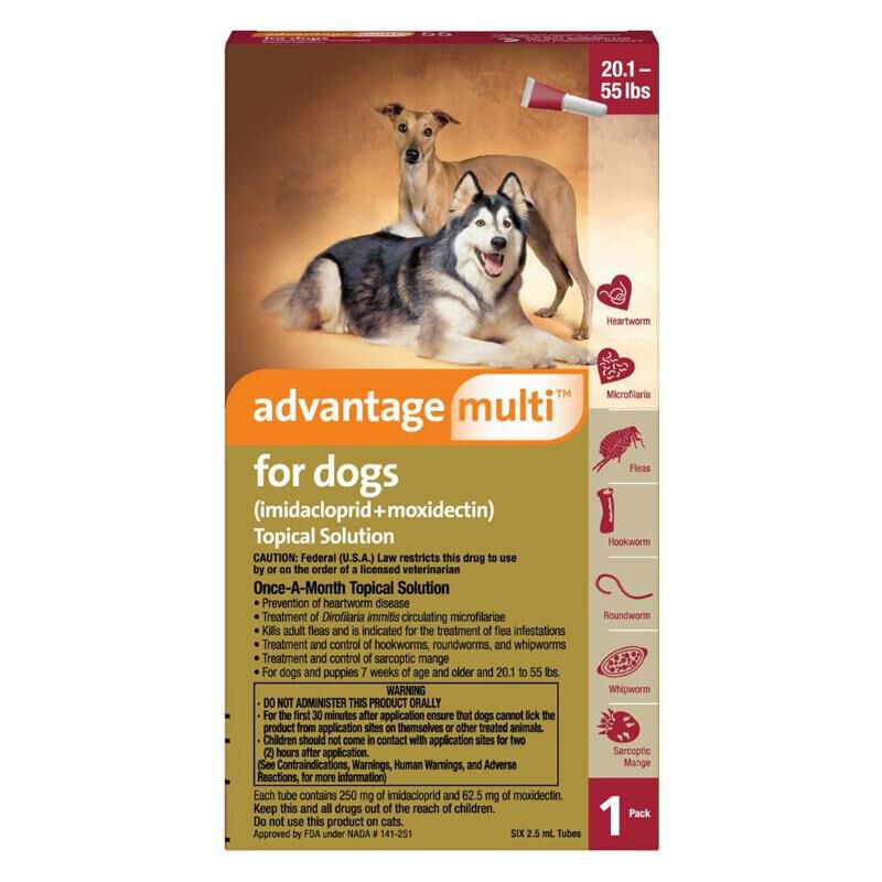 Advantage Multi for Dogs 20.1-55 lbs Red, 1 Month Supply