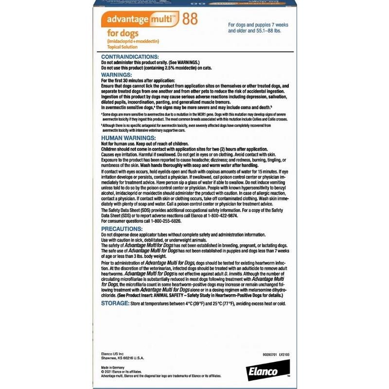 Advantage Multi Topical for Dogs 55.1-88 lbs Blue, 6 Month Supply