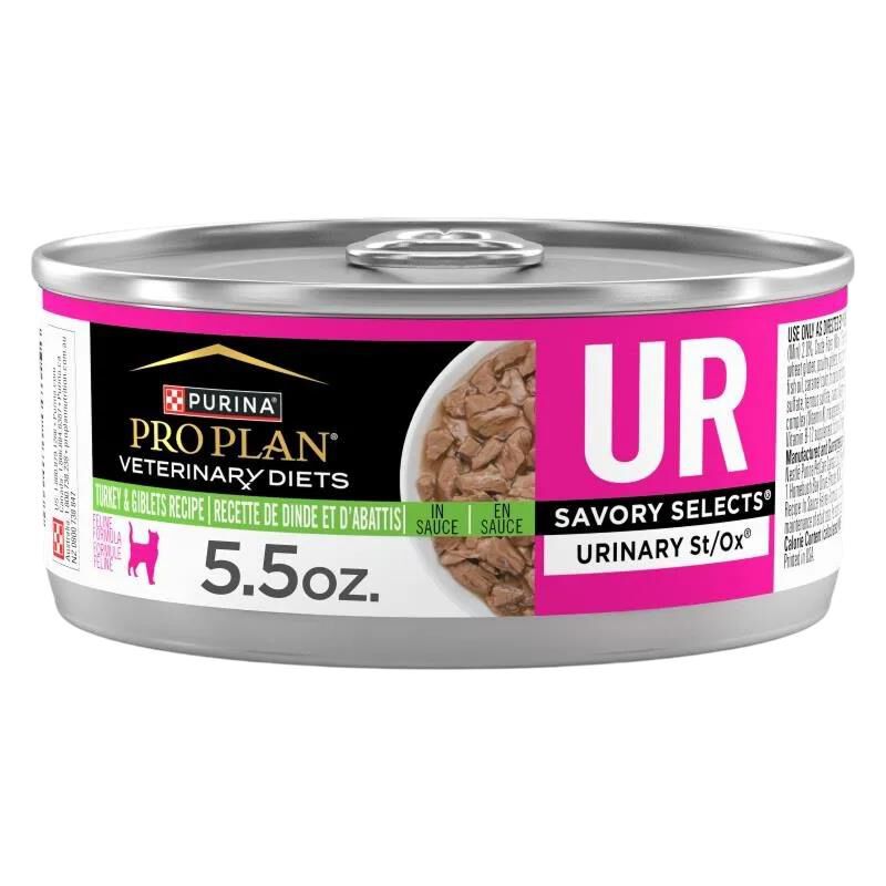 Purina Pro Plan Veterinary Diets UR Savory Selects Urinary St/Ox Turkey and Giblets Recipe in Sauce Adult Cat Food, 24 x 5.5 oz cans