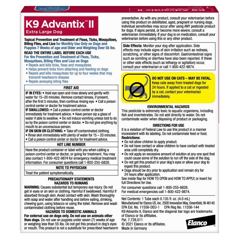 K9 Advantix II for Dogs Over 55 Blue, 1 Month Supply