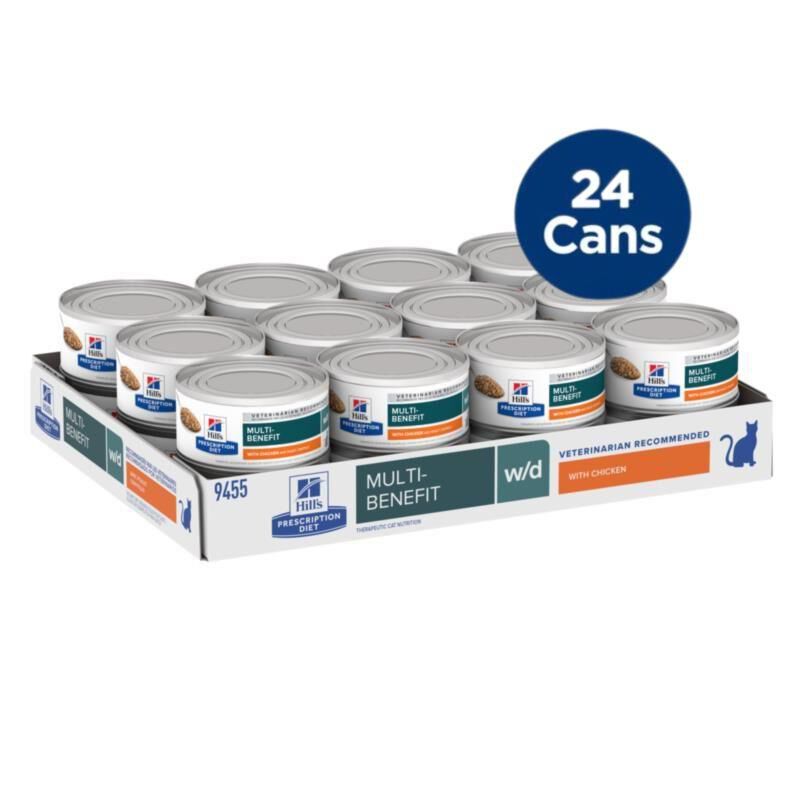 Hill's Prescription Diet w/d Multi-Benefit with Chicken Canned Cat Food, 24 x 5.5 oz cans