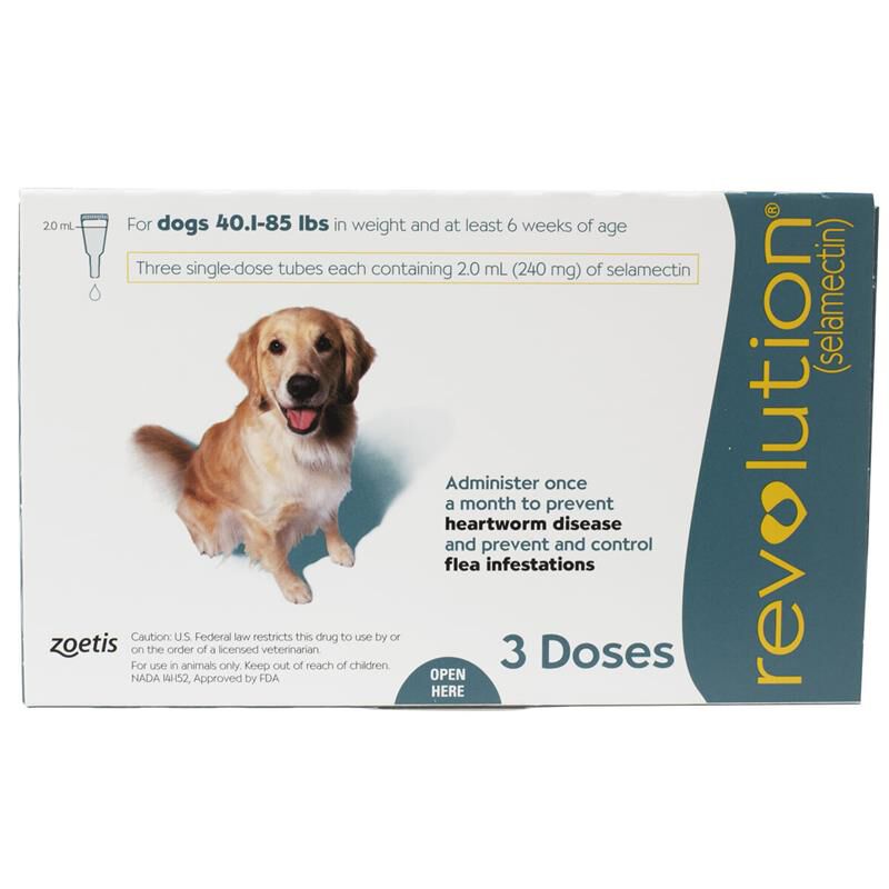 Revolution Topical for Dogs 40.1-85Teal, 3Month Supply