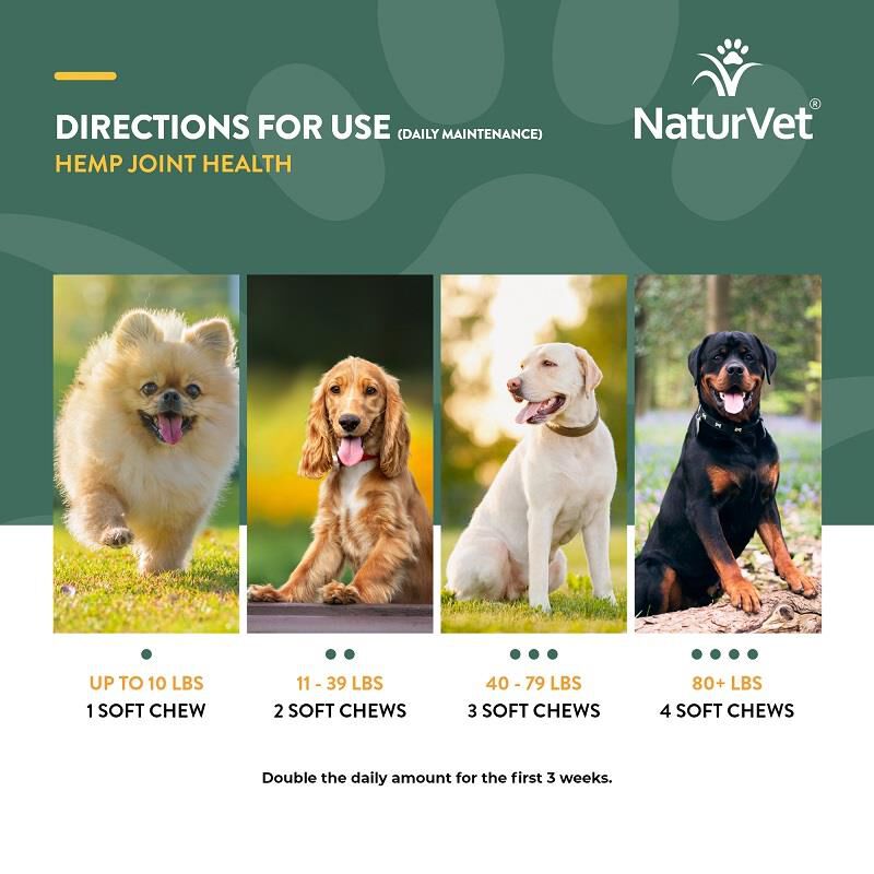NaturVet Hemp Joint Health Plus Hemp Seed Soft Chews for Dogs, 60 Ct.