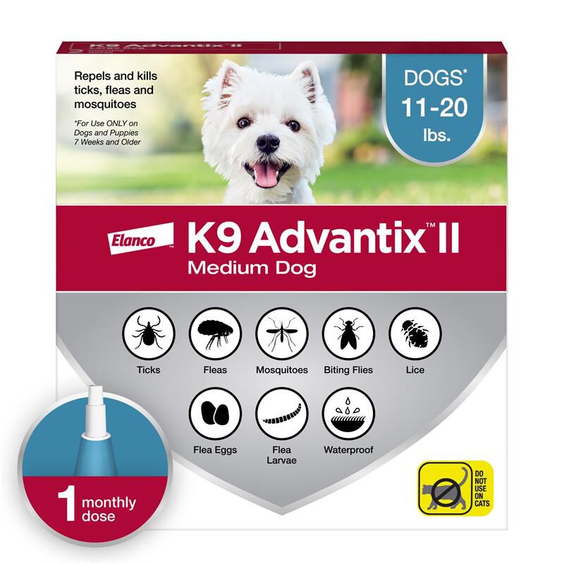 K9 Advantix II for Dogs 11 - 20 lbs Teal, 1 Month Supply