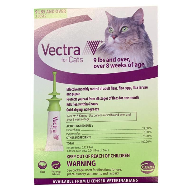 Vectra for Cats, 9 lbs and over Green 3 Month Supply
