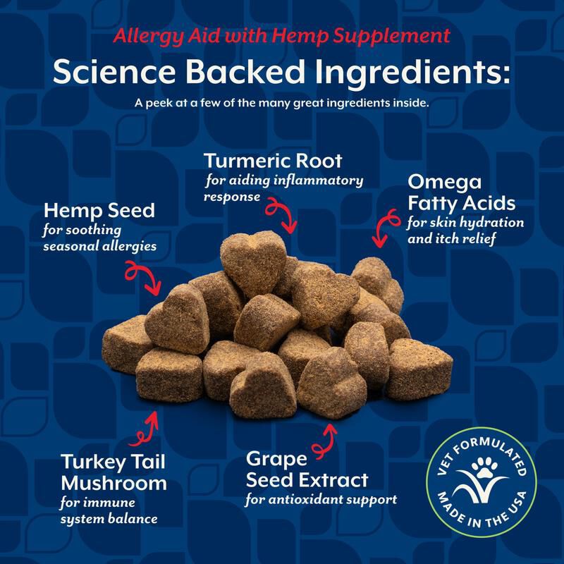 NaturVet Hemp Allergy Aid Plus Hemp Seed Soft Chews for Dogs, 120 Ct