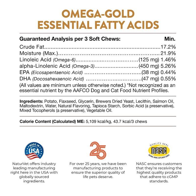 Buy NaturVet Omega Gold Plus Salmon Oil Soft Chews for Dogs