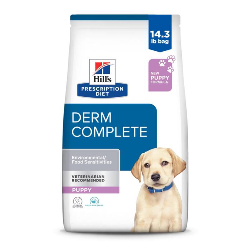 Hill's Prescription Diet Derm Complete Puppy Environmental/Food Sensitivities Rice & Egg Recipe Dry Dog Food, 14.3 lb bag