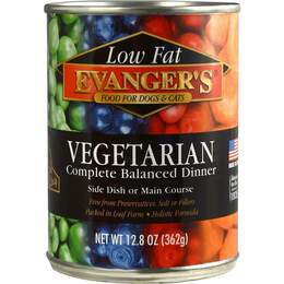 Evanger's Low Fat Super Premium All Fresh Vegetarian Dinner Canine and Feline Canned Food, 12.8-oz  case of 12