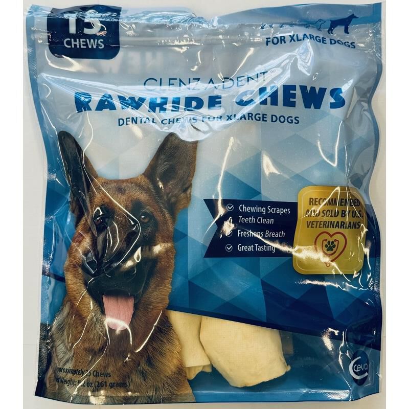 Clenz-A-Dent Rawhide Chews for Dogs, XLarge Dogs (Over 51 lbs)  15 ct