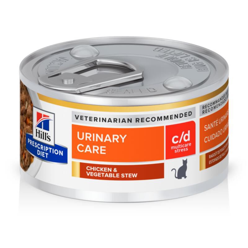 Hill's Prescription Diet c/d Multicare Stress Urinary Care Chicken & Vegetable Stew Wet Cat Food, 24 x 2.9 oz cans